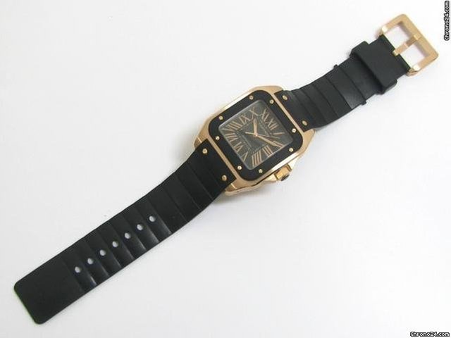 IMG_9081 Cartier Santos 100 Mens watch Unisex Automatic Rose gold W20124U2 Replica 5
