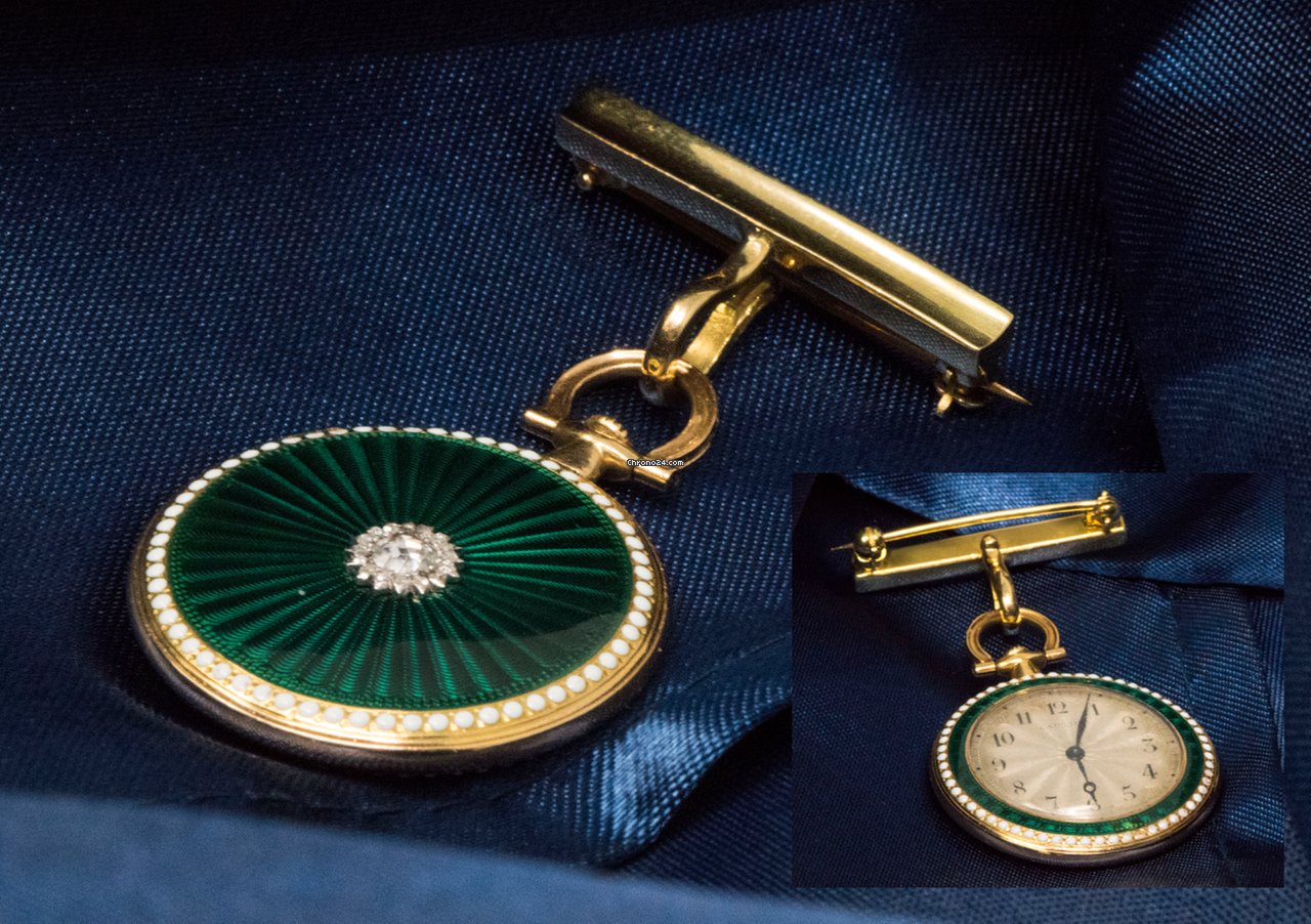 IMG_9081 Cartier Mens watch Unisex Manual winding Yellow gold CARTIER 1910 Rare Enamel Diamond 18kt Gold Pocket Watch Replica 5