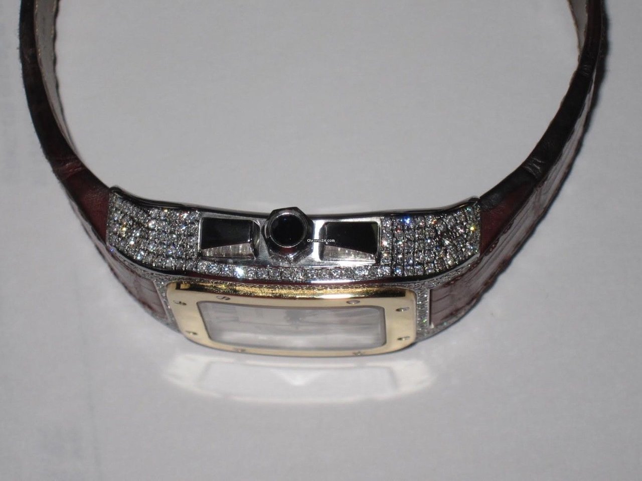 IMG_9081 Cartier Santos 100 Mens watch Unisex Automatic Gold Steel W20091X7 Replica 5