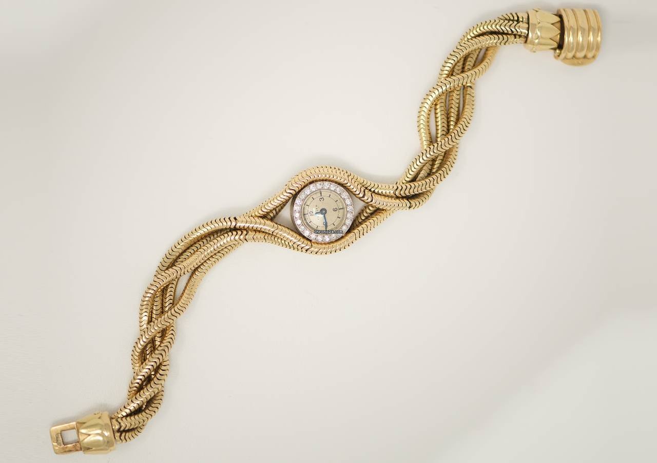 Cartier Womens watch Manual winding Yellow gold RARE 1940S DIAMOND SET PLATINUM, 18KT YG TRIPLE TWIST WATCH Replica 5