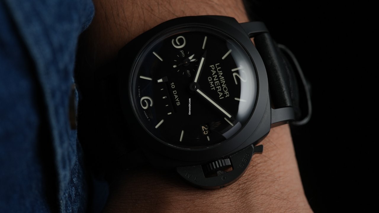 IMG_9081 Panerai Luminor 1950 10 Days GMT Mens watch Unisex Automatic Ceramic PAM 00335 Replica 5