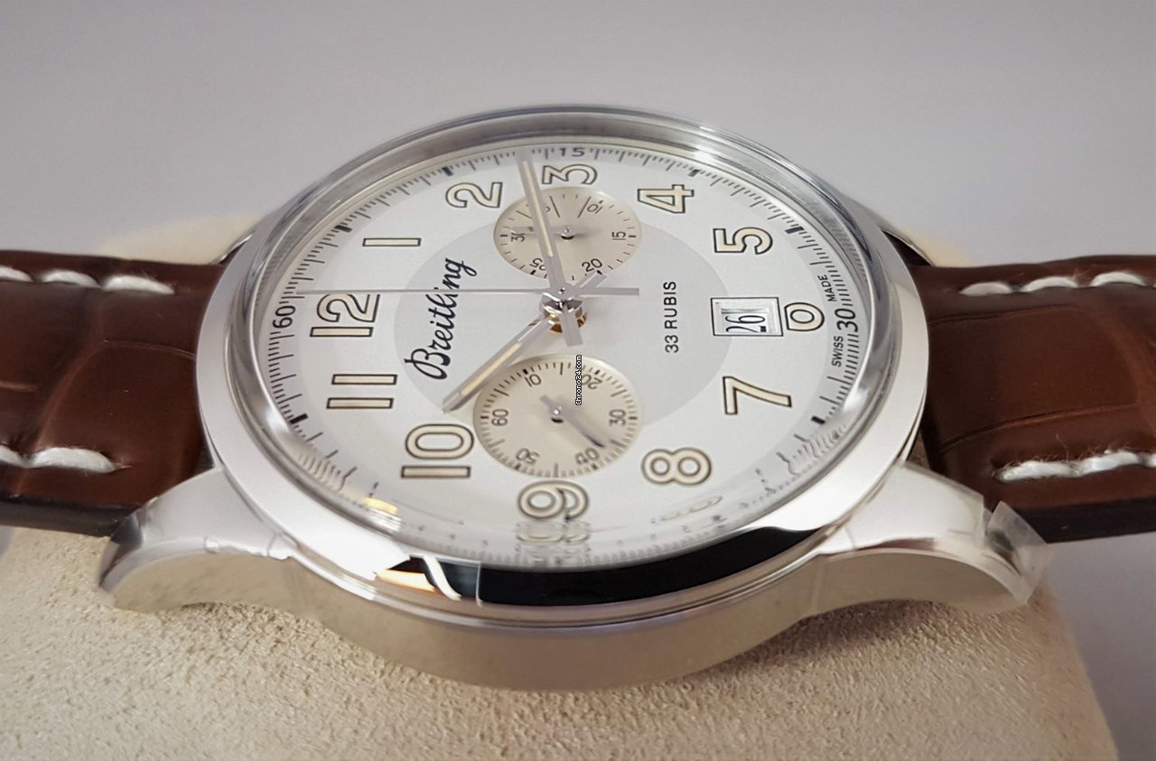 IMG_9081 Breitling Transocean Chronograph 1915 Mens watch Unisex Manual winding Steel AB141112 G799 739P Replica 5