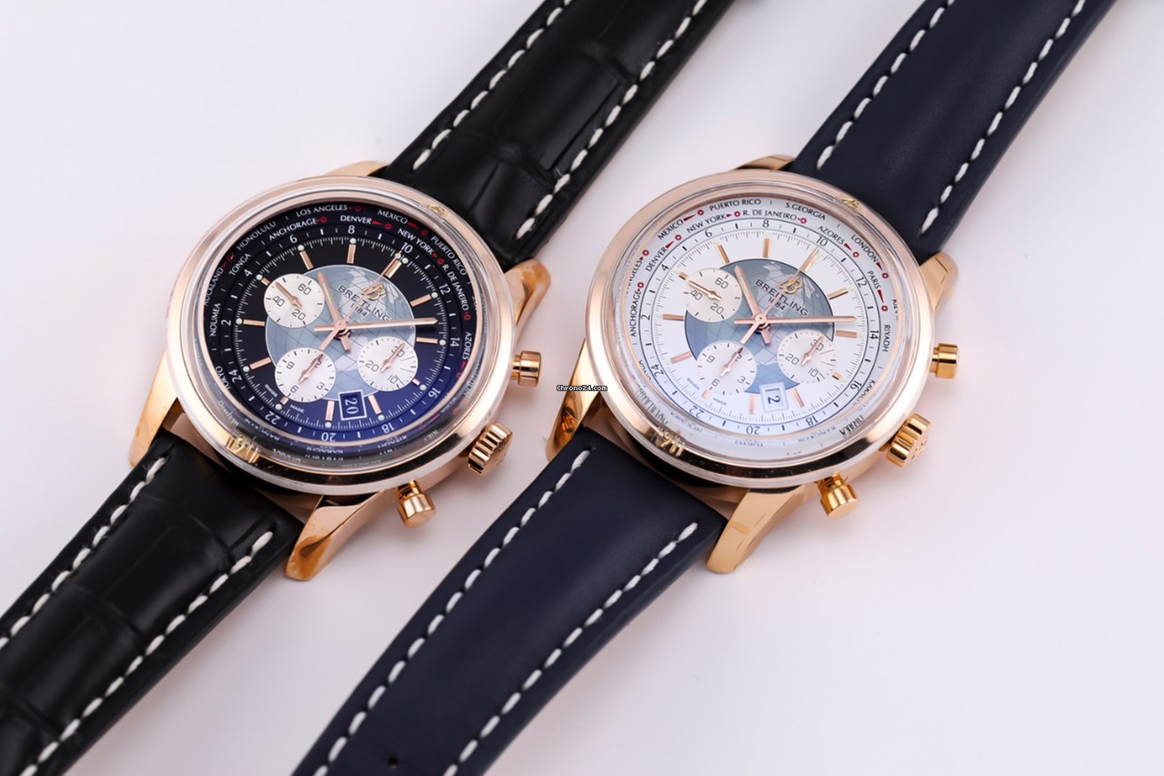 IMG_9081 Breitling Transocean Chronograph Unitime Mens watch Unisex Automatic Rose gold RB0510U0 A733 Replica 6