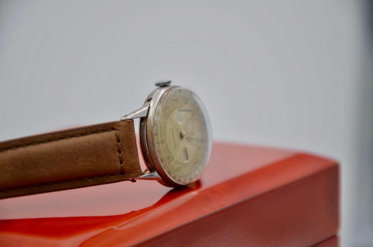 IMG_9081 Movado Mens watch Unisex Manual winding Steel Movado triple calendar vintage Replica 6