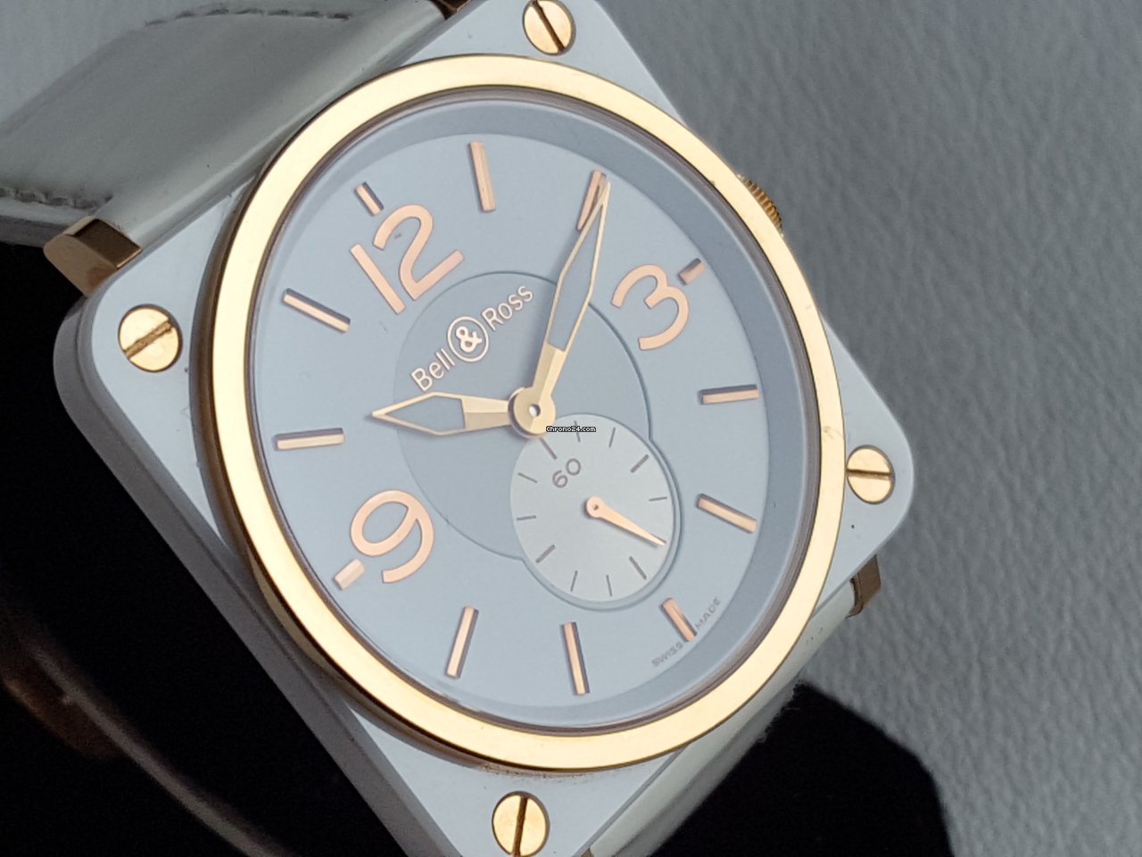 IMG_9081 Bell & Ross BR S Mens watch Unisex Quartz Rose gold BRS-98-WCR Replica 6