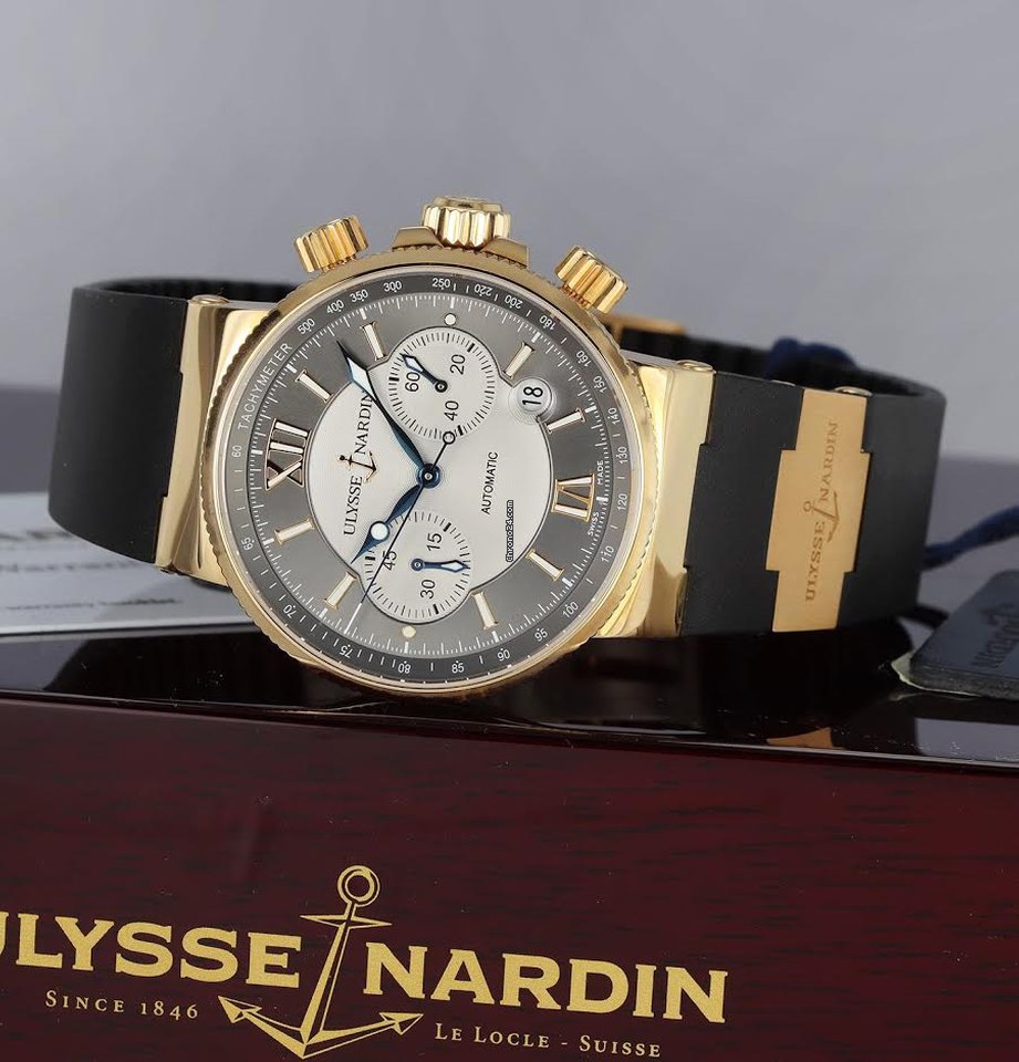 IMG_9081 Ulysse Nardin Marine Chronograph Mens watch Unisex Automatic Rose gold 356-66-3 319 Replica 6