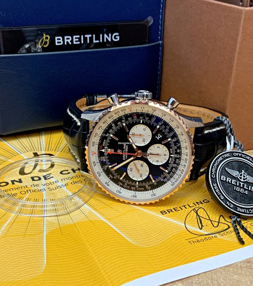 IMG_9081 Breitling Navitimer 01 (46 MM) Mens watch Unisex Automatic Gold Steel UB0127211B1P1 Replica 6