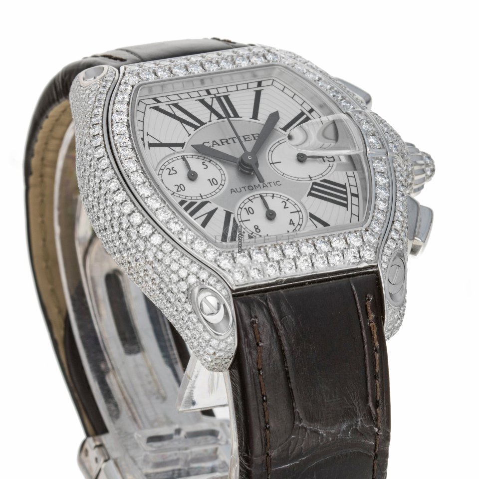 IMG_9081 Cartier Roadster Mens watch Unisex Automatic White gold Cartier 2826 Replica 6