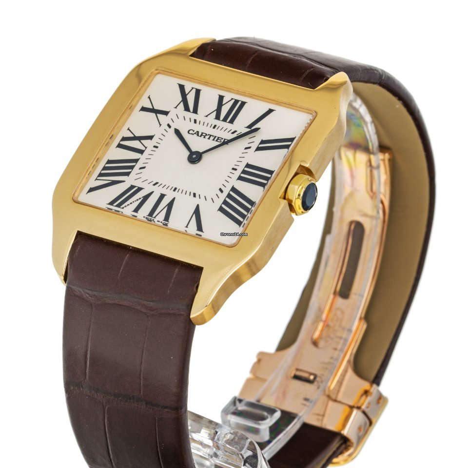IMG_9081 Cartier Santos Dumont Mens watch Unisex Manual winding Yellow gold 2649 Replica 6