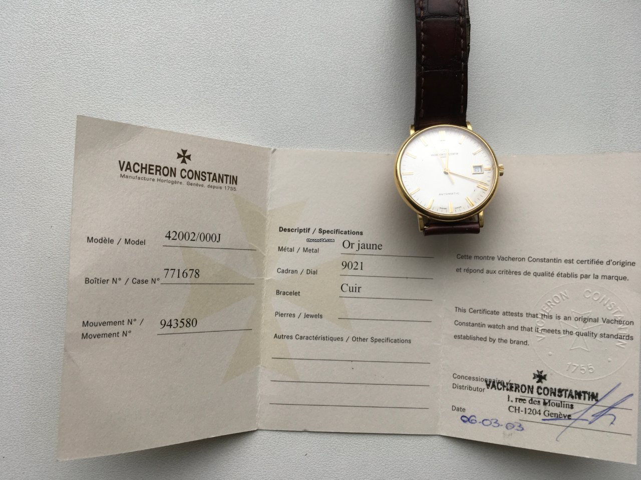 Vacheron Constantin Patrimony Mens watch Unisex Automatic Yellow gold 42002 000J-9021 Replica 6