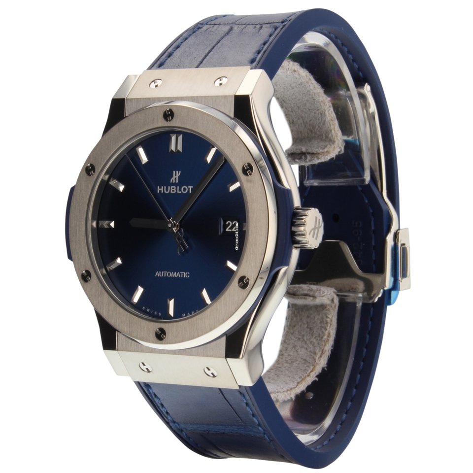 IMG_9081 Hublot Classic Fusion Blue Mens watch Unisex Automatic Titanium 542NX7170LR Replica 6