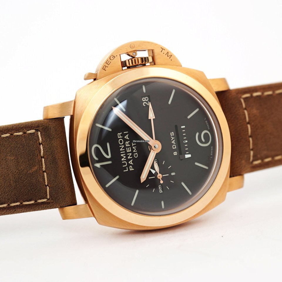 Panerai Luminor 1950 8 Days GMT Mens watch Unisex Manual winding Rose gold PAM 00289 Replica 6