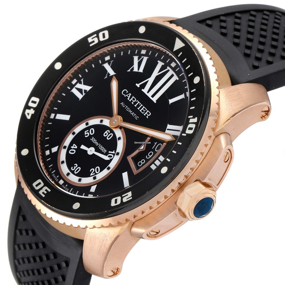 IMG_9081 Cartier Calibre de Cartier Diver Mens watch Unisex Automatic Rose gold W7100052 Replica 6