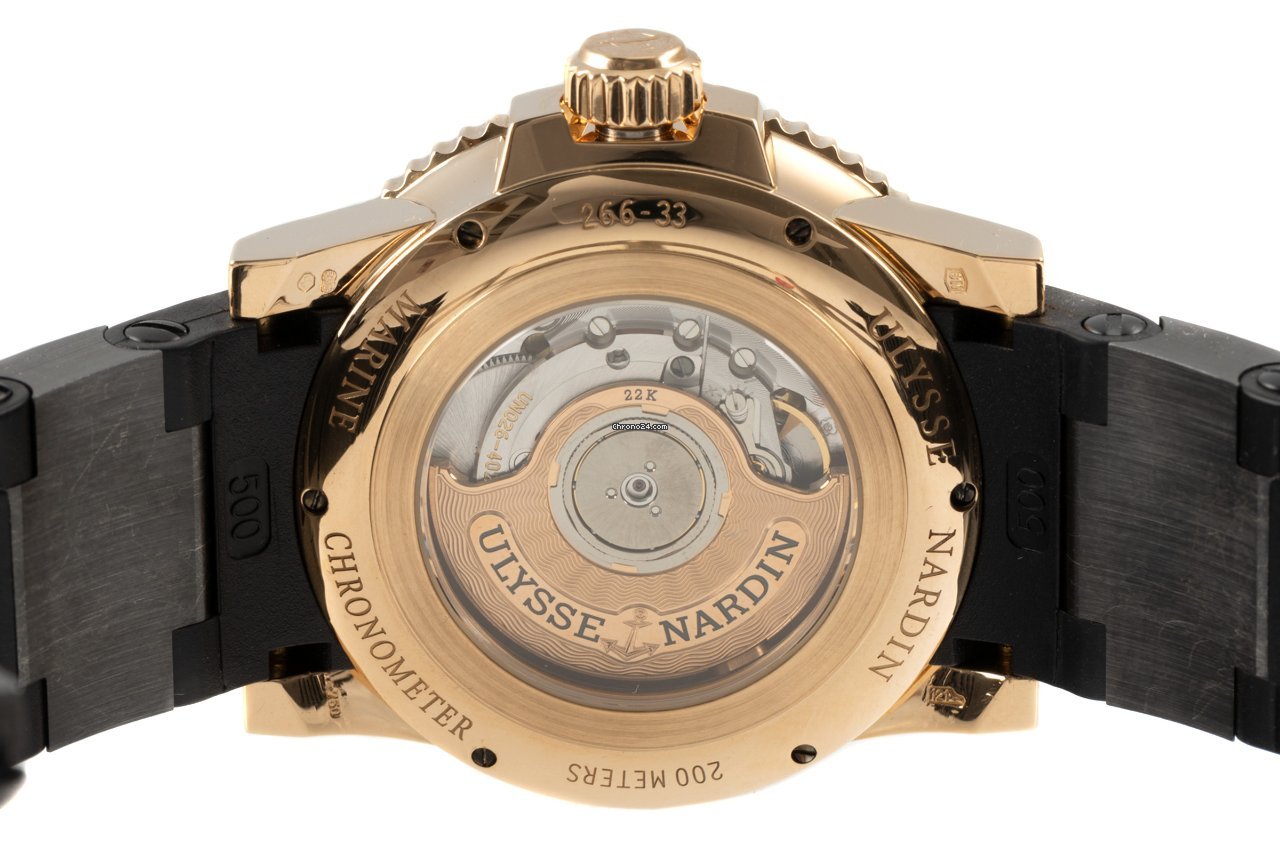 IMG_9081 Ulysse Nardin Maxi Marine Diver Mens watch Unisex Automatic Yellow gold 266-33 Replica 6