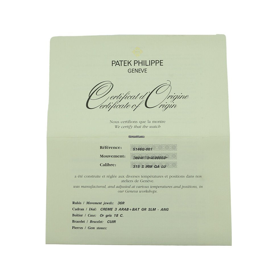 IMG_9081 Patek Philippe Annual Calendar Mens watch Unisex Automatic White gold 5146 G-001 Replica 6
