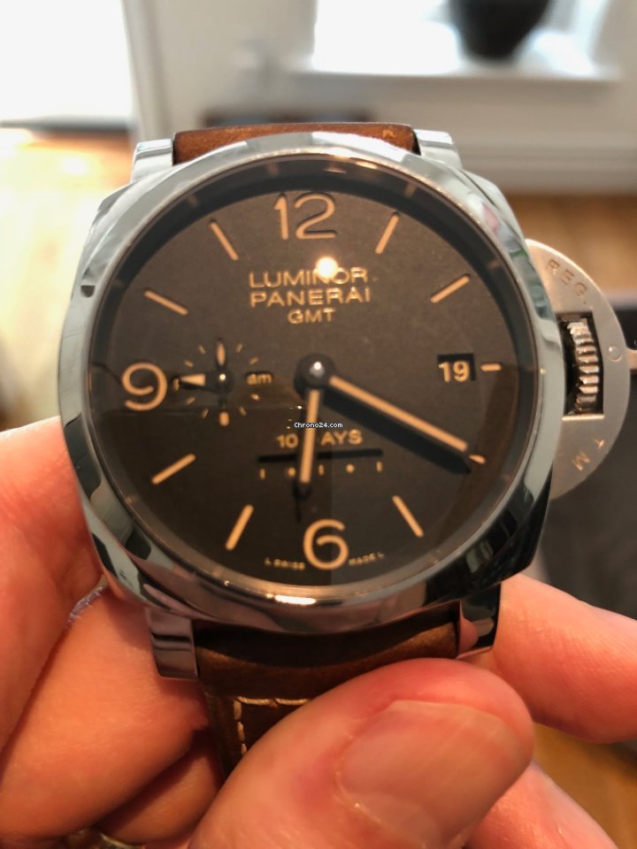 IMG_9081 Panerai Luminor 1950 10 Days GMT Mens watch Unisex Automatic Steel PAM 00533 Replica 6