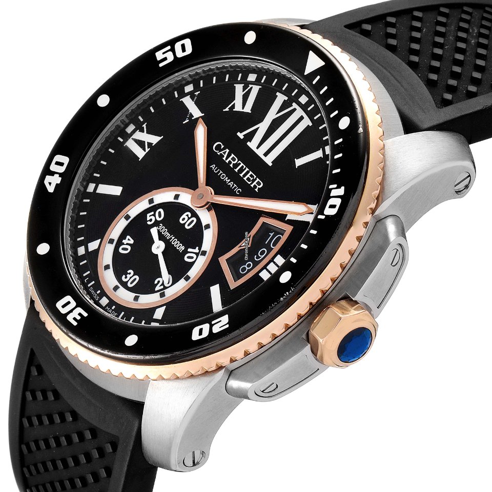 IMG_9081 Cartier Calibre de Cartier Diver Mens watch Unisex Automatic Steel W7100055 Replica 6