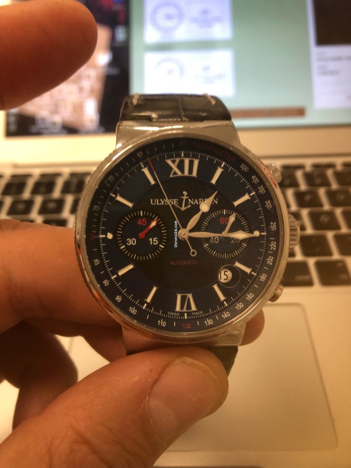 IMG_9081 Ulysse Nardin Marine Chronograph Mens watch Unisex Automatic Steel 353-66-3 323 Replica 6