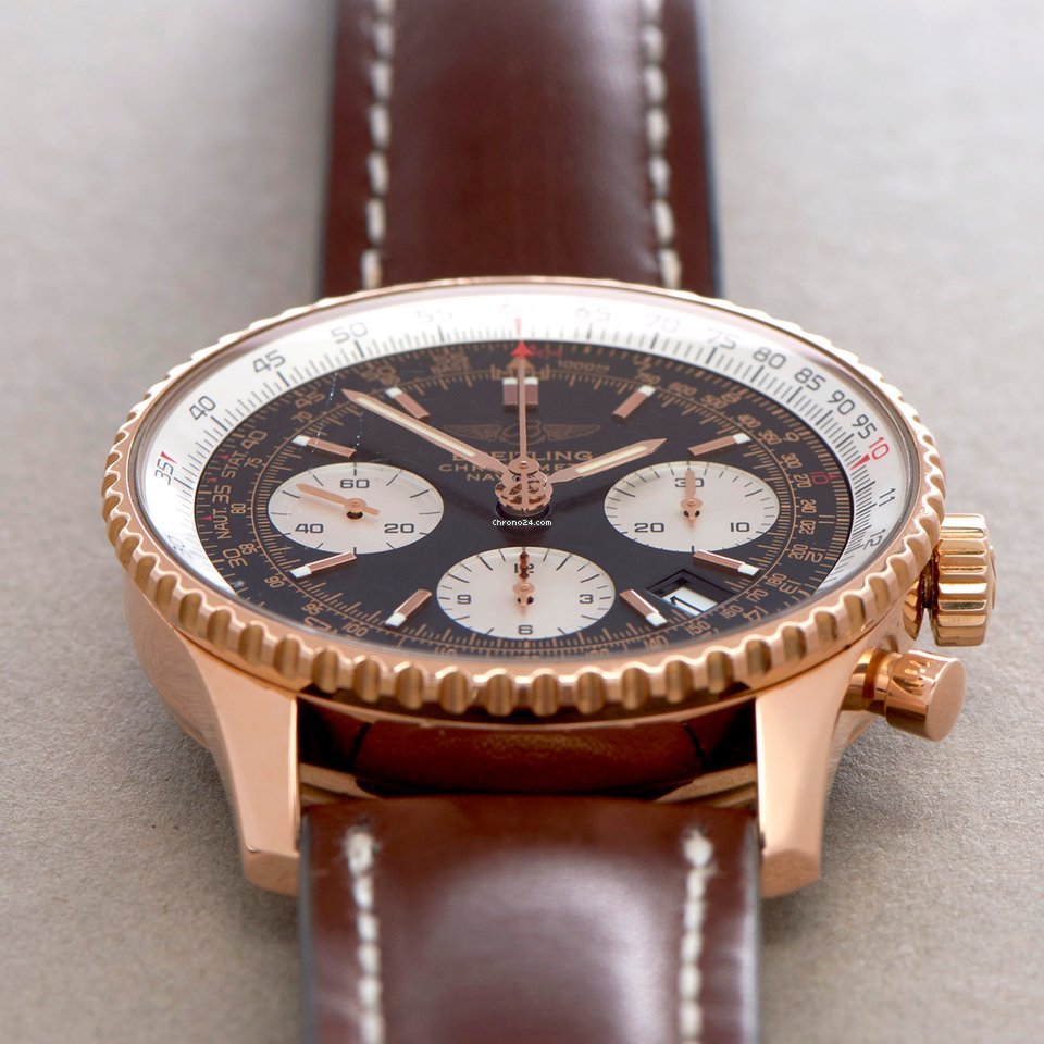 IMG_9081 Breitling Navitimer Mens watch Unisex Automatic Rose gold R23322 Replica 6