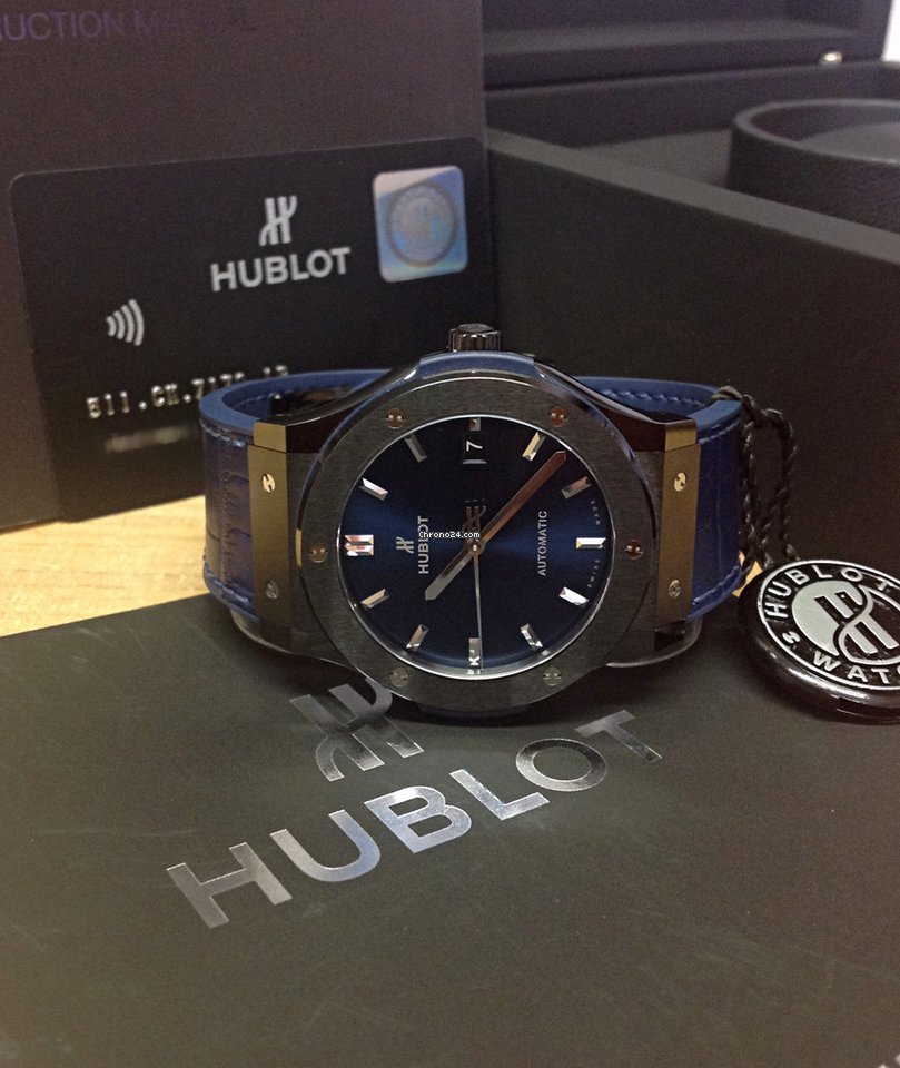 IMG_9081 Hublot Classic Fusion Blue Mens watch Unisex Automatic Ceramic 511.CM.7170.LR Replica 6