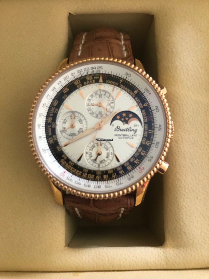 IMG_9081 Breitling Montbrillant Olympus Mens watch Unisex Automatic Rose gold R19350 Replica 6