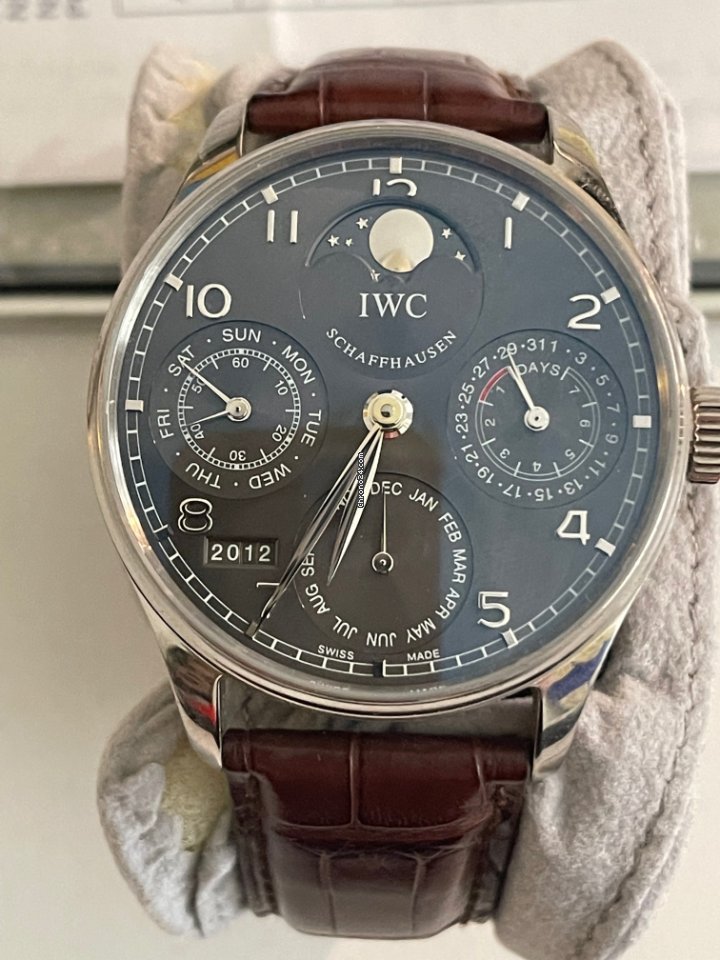 IMG_9081 IWC Portuguese Perpetual Calendar Mens watch Unisex Automatic White gold 502218 Replica 6