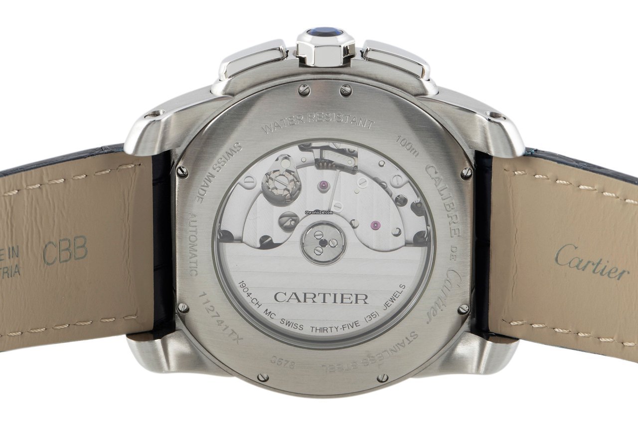 Cartier Calibre de Cartier Chronograph Mens watch Unisex Automatic Gold Steel W7100042 Replica 6