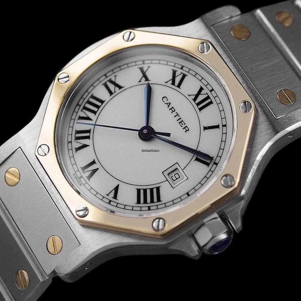 IMG_9081 Cartier Santos Mens watch Unisex Automatic Gold Steel 8349ST Replica 6