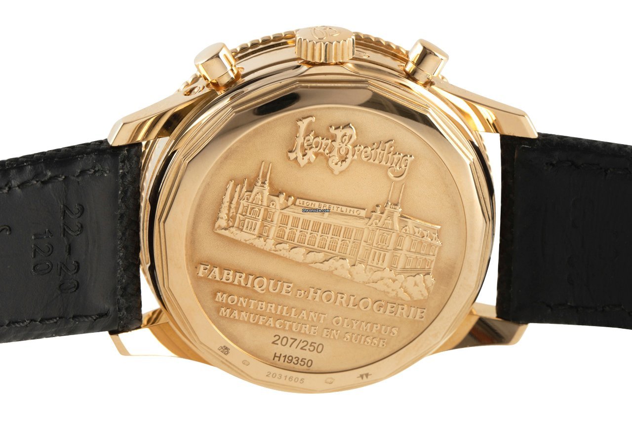 IMG_9081 Breitling Montbrillant Olympus Mens watch Unisex Automatic Yellow gold H19350 Replica 6