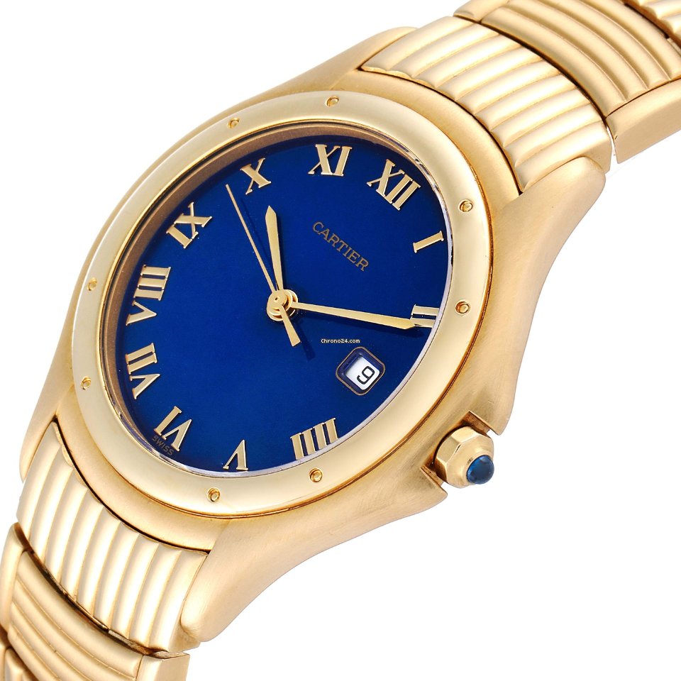 IMG_9081 Cartier Cougar Mens watch Unisex Quartz Yellow gold 11651 Replica 6
