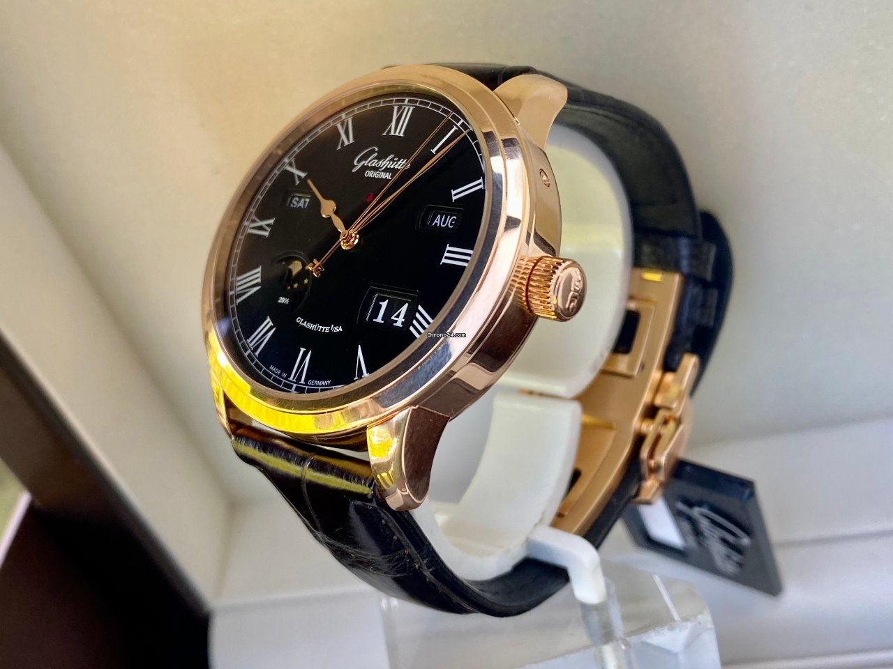 IMG_9081 Glashutte Original Senator Perpetual Calendar Mens watch Unisex Automatic Rose gold 100-02-25-05-05 Replica 6