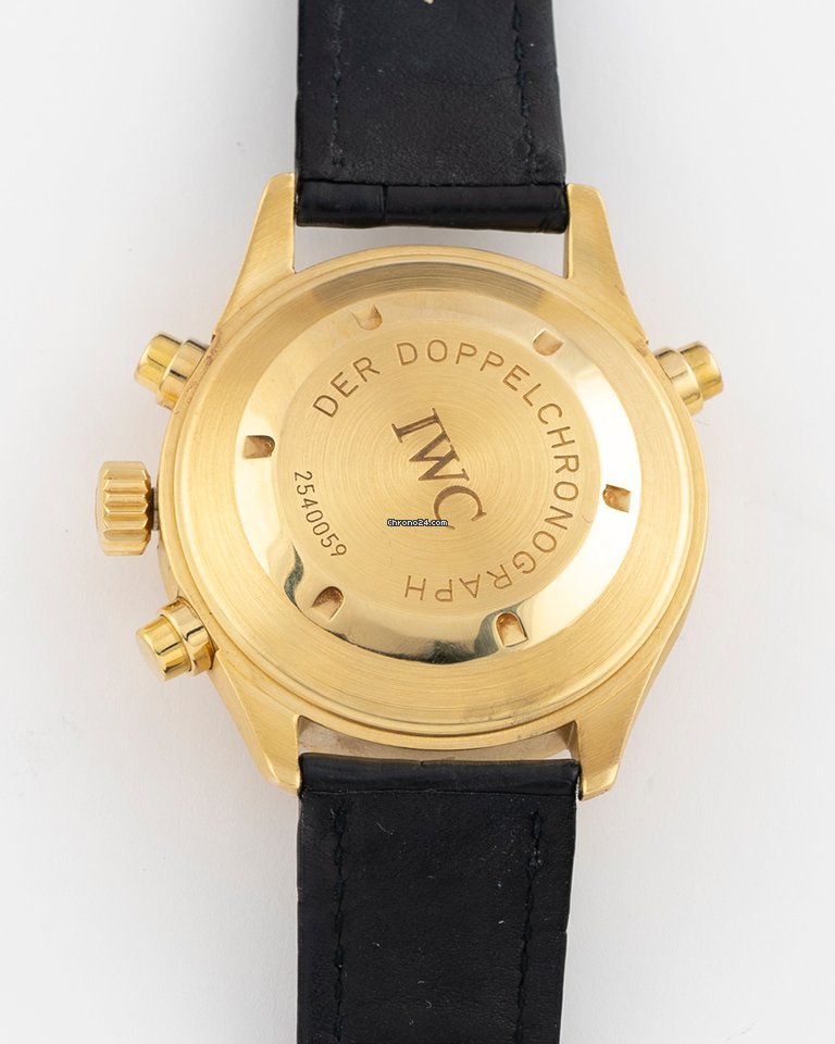 IMG_9081 IWC Pilot Double Chronograph Mens watch Unisex Automatic Yellow gold IW3711 Replica 6