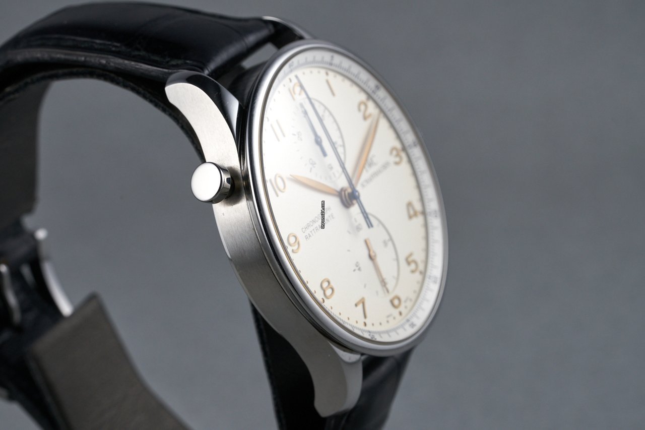 IWC Portuguese Chronograph Mens watch Unisex Manual winding Steel IW3712 Replica 6