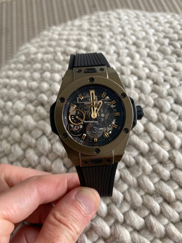 IMG_9081 Hublot Big Bang Meca-10 Mens watch Unisex Manual winding Yellow gold 414.MX.1138.RX Replica 6