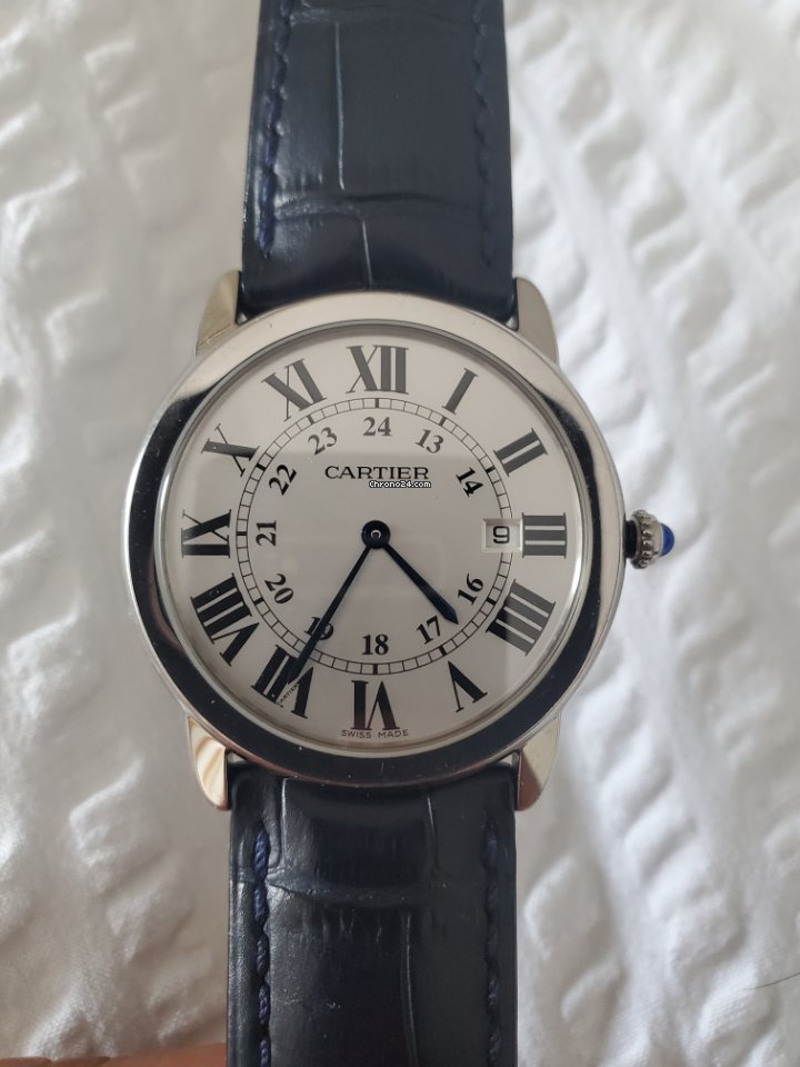 IMG_9081 Cartier Ronde Solo de Cartier Mens watch Unisex Quartz Steel 3603 Replica 6