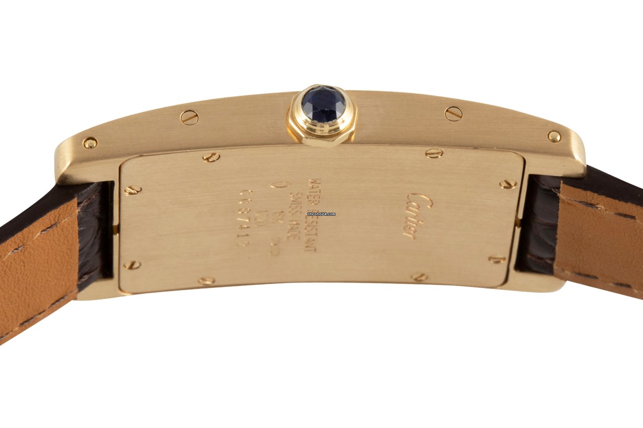 IMG_9081 Cartier Tank Americaine Mens watch Unisex Quartz Yellow gold 1720 Replica 6
