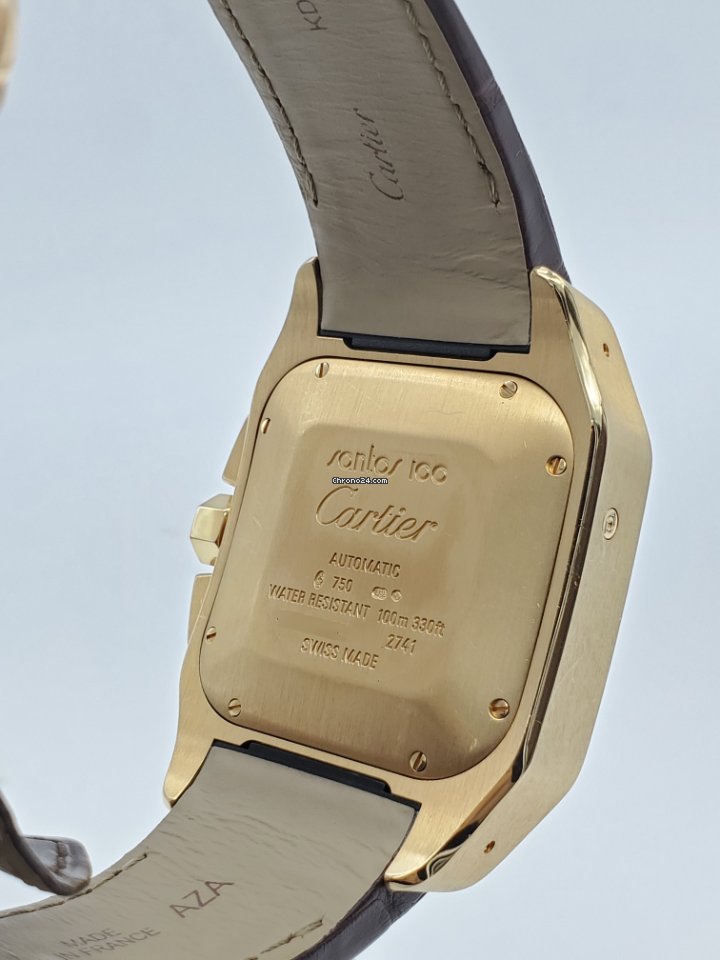 IMG_9081 Cartier Santos 100 Mens watch Unisex Automatic Rose gold W20131Y1 Replica 6