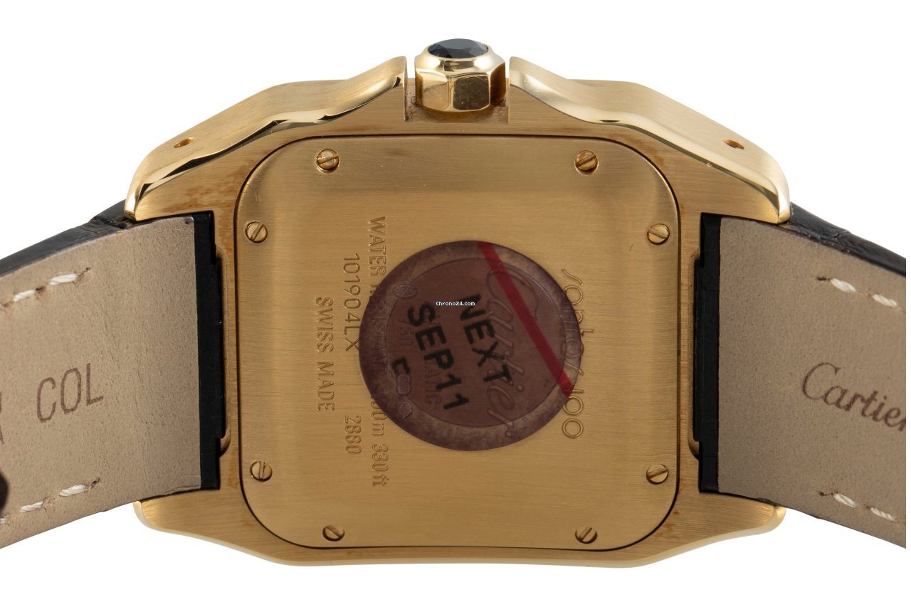 IMG_9081 Cartier Santos 100 Mens watch Unisex Automatic Yellow gold 2880 Replica 6
