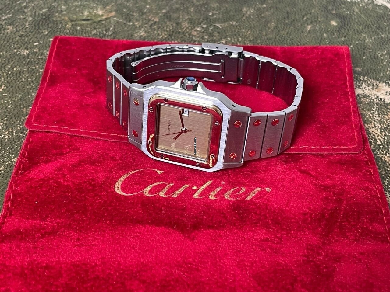 IMG_9081 Cartier Santos Mens watch Unisex Automatic Gold Steel 2961 Replica 6