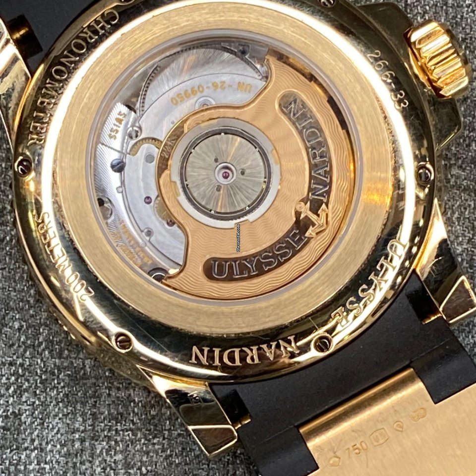 IMG_9081 Ulysse Nardin Maxi Marine Diver Mens watch Unisex Automatic Rose gold 266-33-3A 92 Replica 6