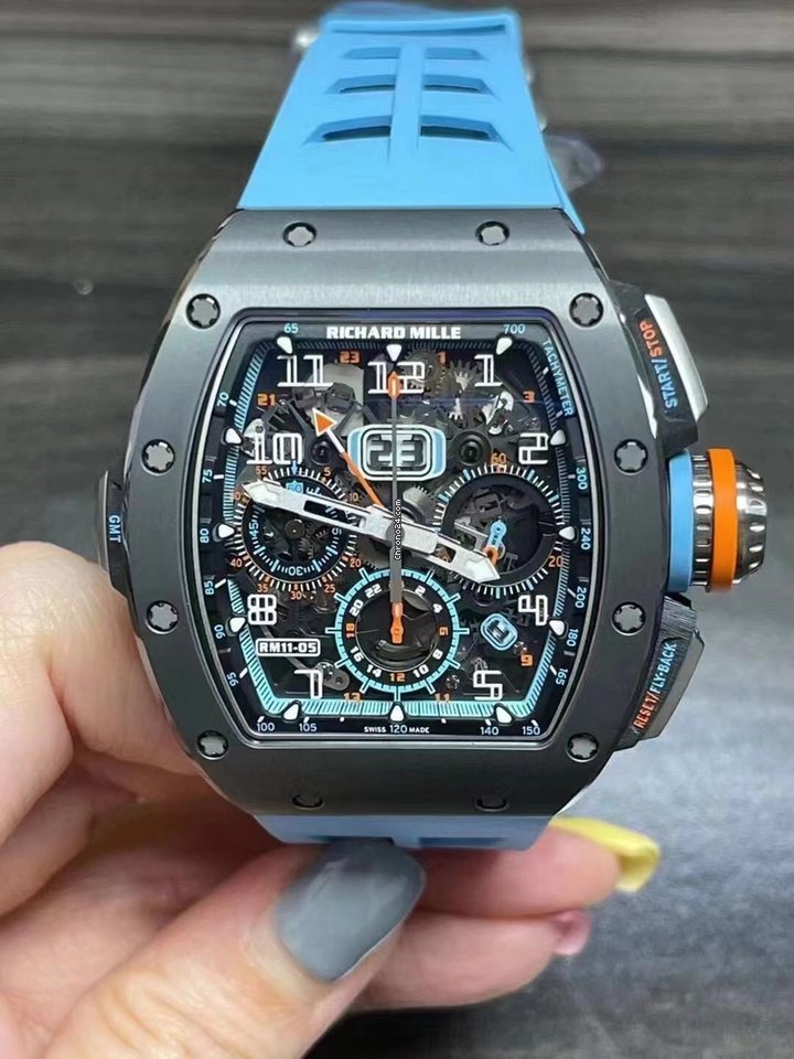 Richard Mille RM 011 Mens watch Unisex Automatic Carbon RM11-05 Automatic Winding Flyback Chronograph Gmt Replica 6