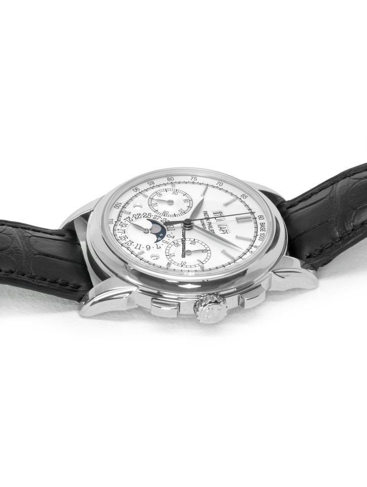 IMG_9081 Patek Philippe Perpetual Calendar Chronograph Mens watch Unisex Manual winding White gold 5270G-013 Replica 6
