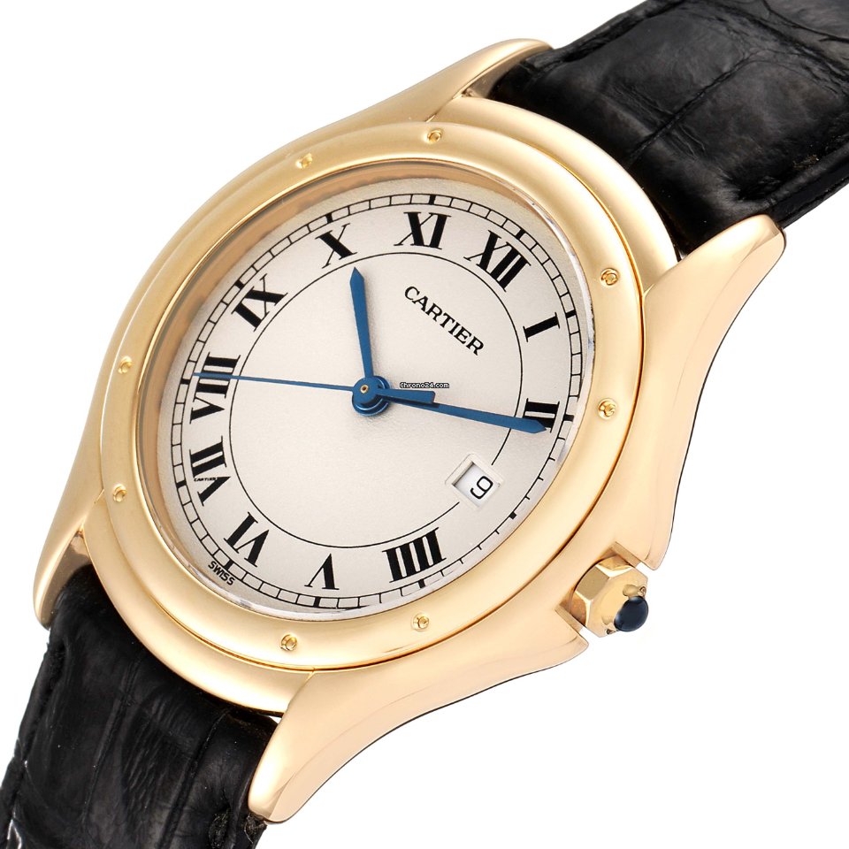 IMG_9081 Cartier Cougar Mens watch Unisex Quartz Yellow gold 887904 Replica 6