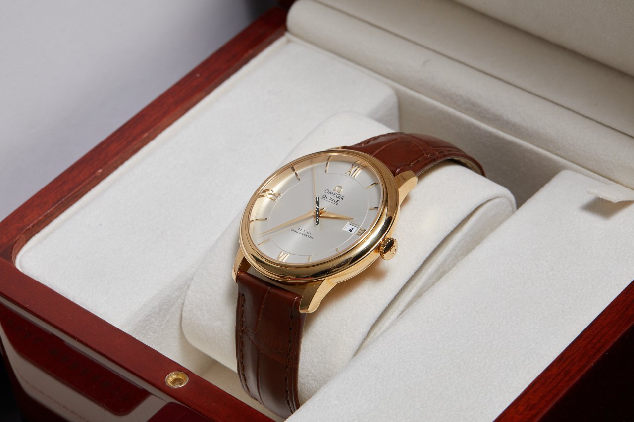 IMG_9081 Omega De Ville Prestige Mens watch Unisex Automatic Yellow gold 424.53.40.20.02.002 Replica 6
