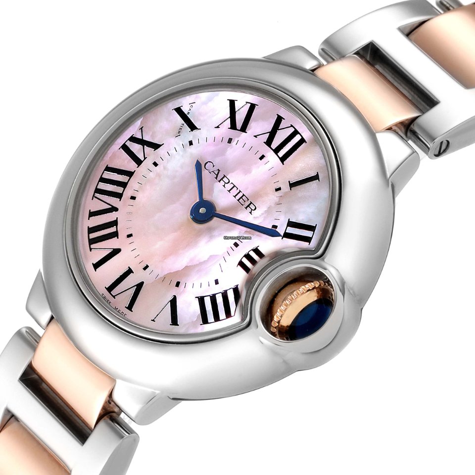 IMG_9081 Cartier Ballon Bleu 28mm Womens watch Quartz Steel W6920034 Replica 6