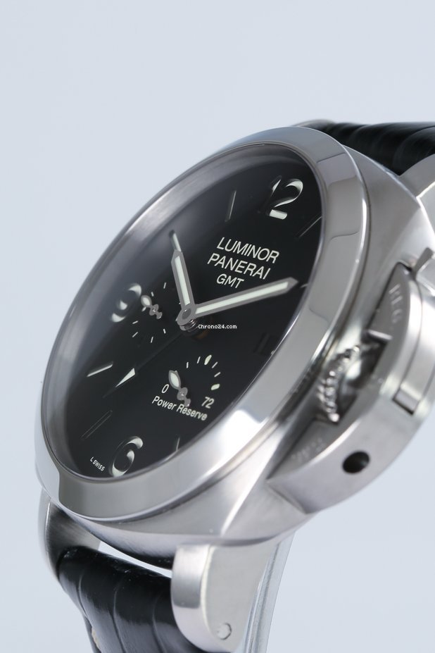 IMG_9081 Panerai Luminor 1950 3 Days GMT Power Reserve Automatic Mens watch Unisex Automatic Steel PAM 00321 Replica 6