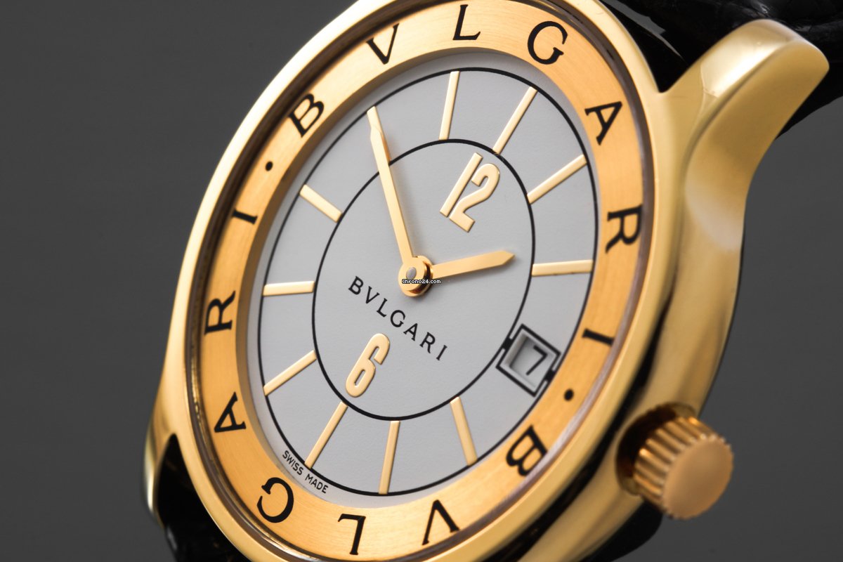 IMG_9081 Bulgari Solotempo Mens watch Unisex Quartz Yellow gold ST35G Replica 6