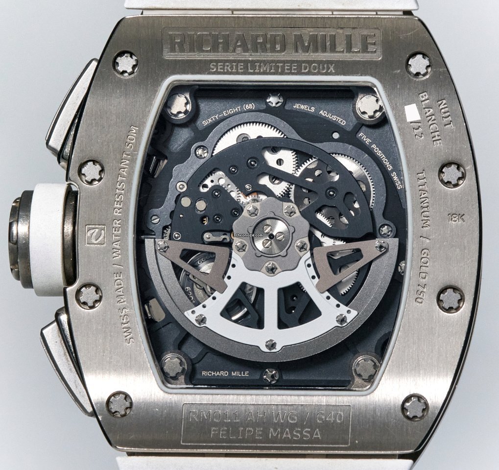 Richard Mille RM 011 Mens watch Unisex Automatic White gold RM011 Replica 6