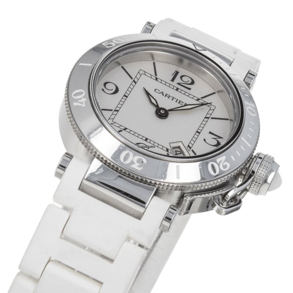 IMG_9081 Cartier Pasha Seatimer Womens watch Quartz Steel W3140002 3025 Replica 6