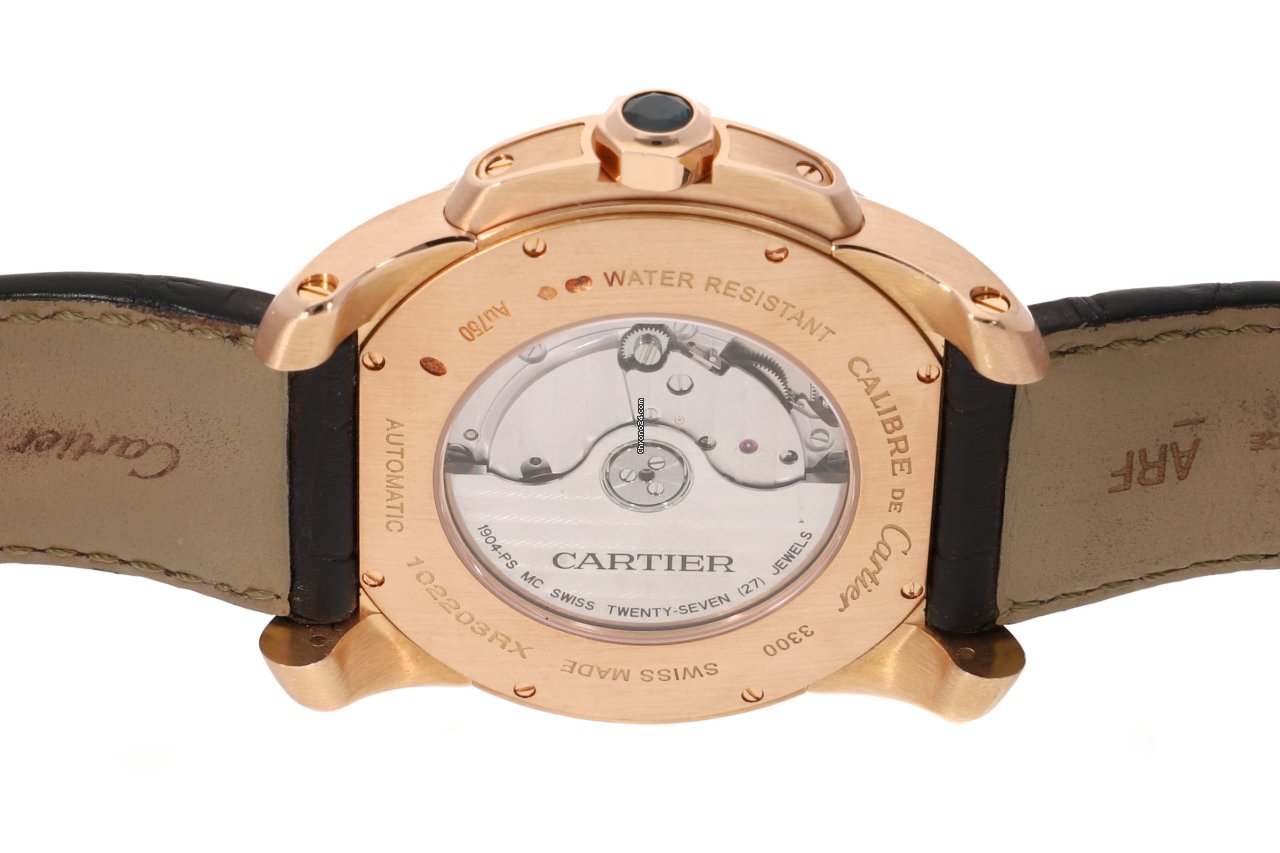 IMG_9081 Cartier Calibre de Cartier Mens watch Unisex Automatic Red gold W7100007 Replica 6